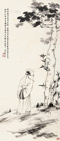 胡若思 桐荫高士 屏轴