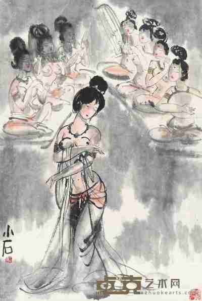 傅小石 仕女 立轴 67×45cm