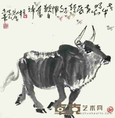 张广 老牛奋蹄图 立轴 65.5×64cm