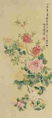 张兆祥 1877年作 花卉 立轴