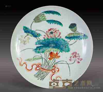 粉彩荷莲大盘 直径:36.5cm