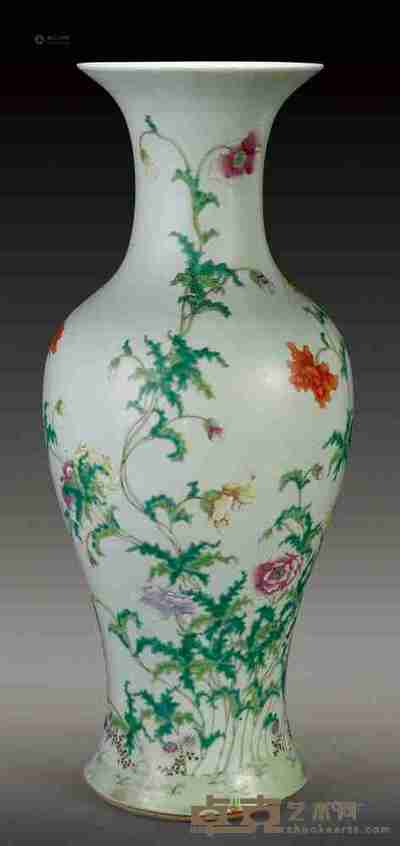清 粉彩花卉观音瓶 高：57cm
