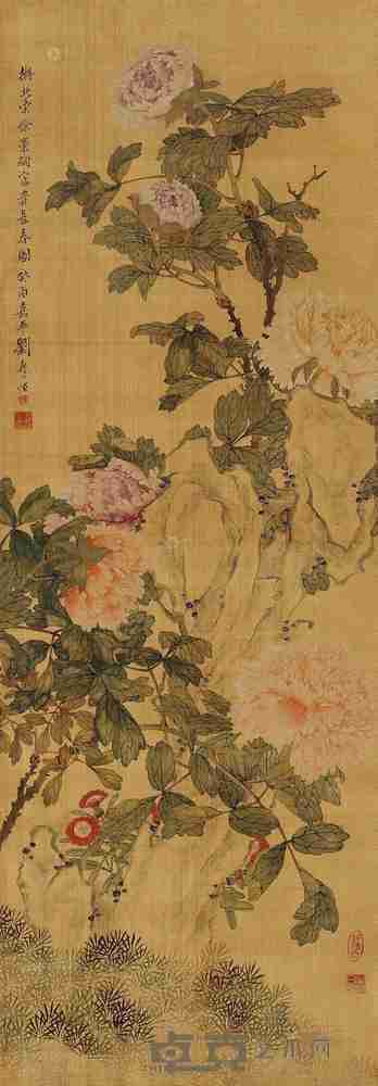 刘寿恒 富贵神仙 镜片 110×39cm