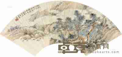 顾岩 癸酉（1933 年）作 松风涧泉 扇片 18×53cm