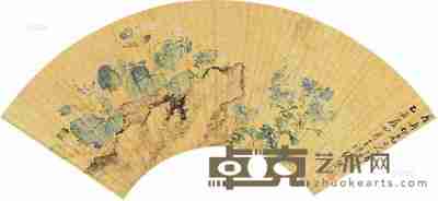张熊 乙丑(1865)年作 草虫图 扇片 17×51cm