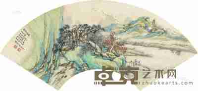 寇振江 甲戌(1874年)作 指点暮鸦 扇片 18×52cm
