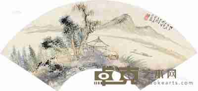 吴观岱 赏山图 扇片 18×51cm