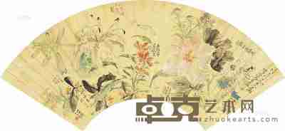 杨洤 等 九秋图 扇片 18×52cm