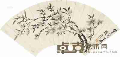 赵叔孺 桃花图 扇片 18×50cm