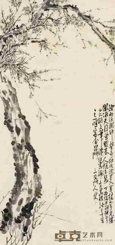 姚夔 丁酉(1837)年作 墨梅图 立轴 233×109cm