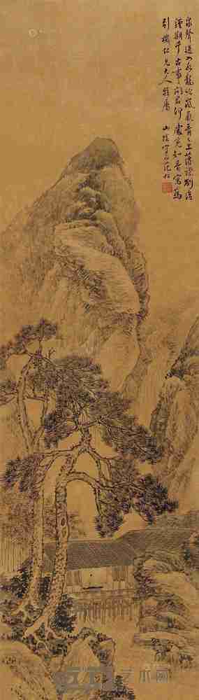 范松 松间鸣琴 立轴 132×38cm