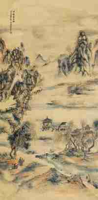 杨柳谷 甲辰（1844）年作 崖溪访友 镜片