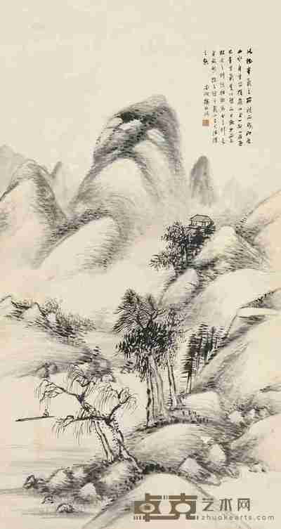 杨伯润 溪山泛舟 立轴 147×78cm
