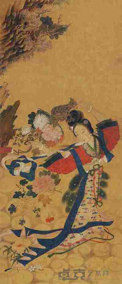 佚名 天女散花 镜片 97×42cm
