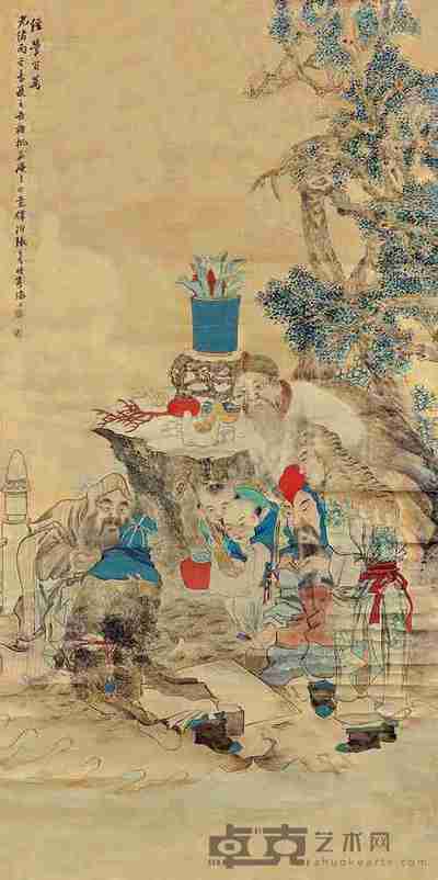 张震 丙午(1906)年作 经营百万 镜片 168×82cm