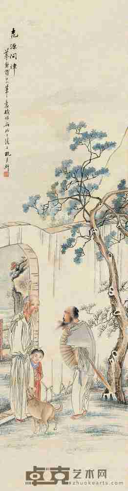 钱禄新 桃源问津 镜片 174×45cm