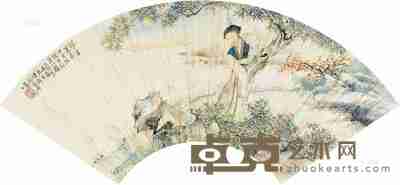 徐菊庵 己亥(1959)年作 仕女图 扇片 18×52cm
