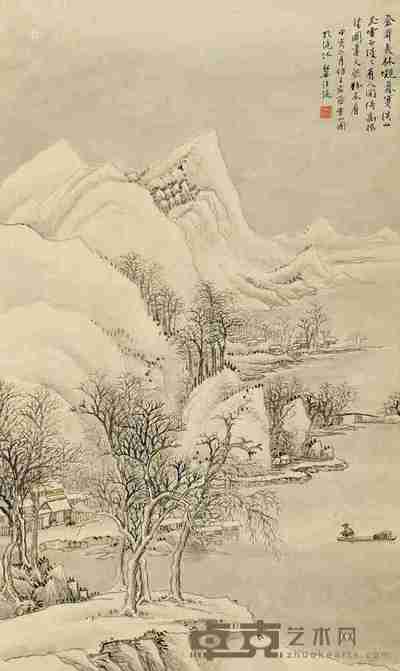 汪琨 甲寅(1914)年作 雪山图 镜片 52×31cm