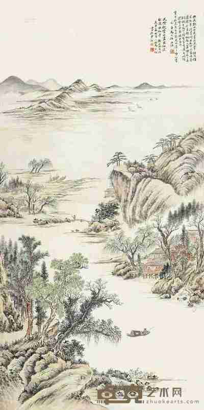 马文伯 庚申(1920)年作 江山胜揽 立轴 158×78cm