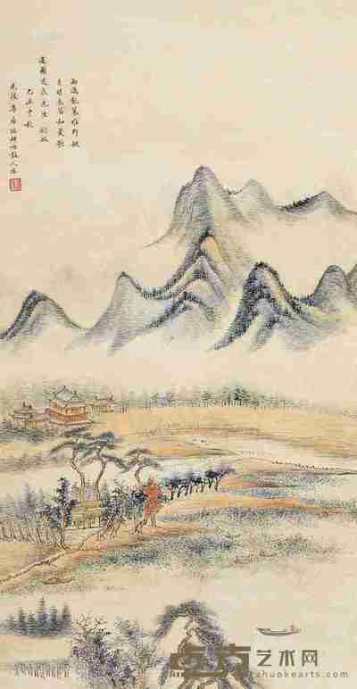 李藩 乙丑(1745)年作 雨后采菱 镜片 85×44cm