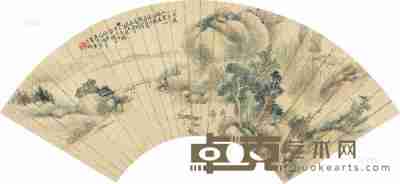 徐桢 癸巳（1893）年作 溪山图 扇片 17×51cm