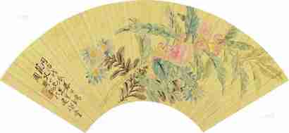 周闲 戊辰（1868）年作 春趣图 扇片