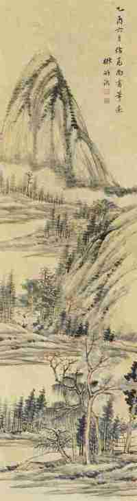 王学浩 乙酉（1825）年作 秋山图 立轴