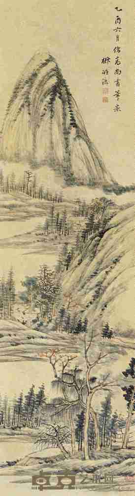 王学浩 乙酉（1825）年作 秋山图 立轴 143×38cm