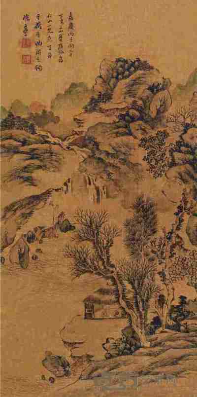 张怀 丙子（1816）年作 松壑青涧 立轴 66×32cm