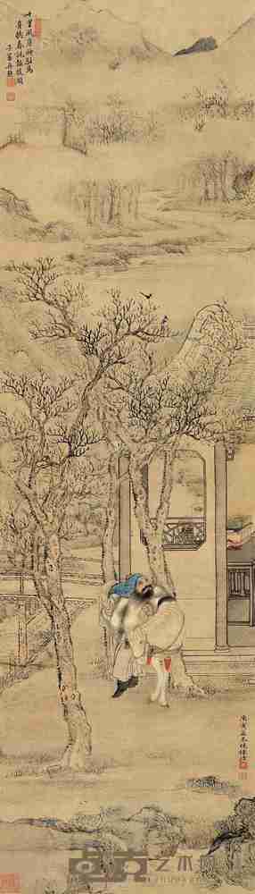 费晓楼 庚寅（1830年）作 喜听春讯 立轴 115×32cm