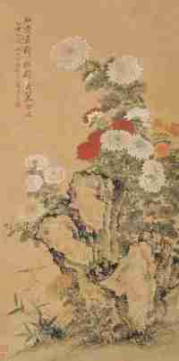 恽寿平 乙丑（1685）年作 红霞绛树 屏轴