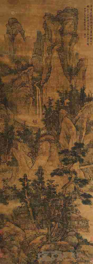 唐寅 癸酉(1513)年作 深山飞瀑 立轴 173×60cm