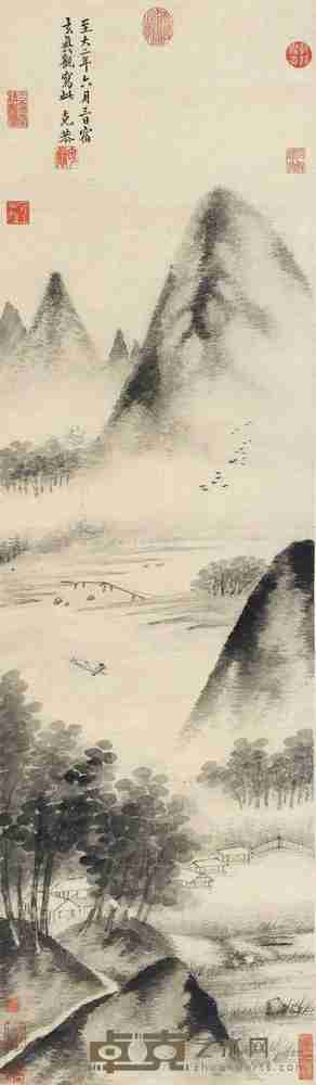高克恭 至大2年(1309)年作 清远幽居 立轴 118×34cm