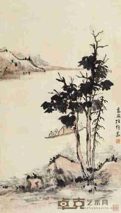 高■ 溪山访友 立轴 84×48cm