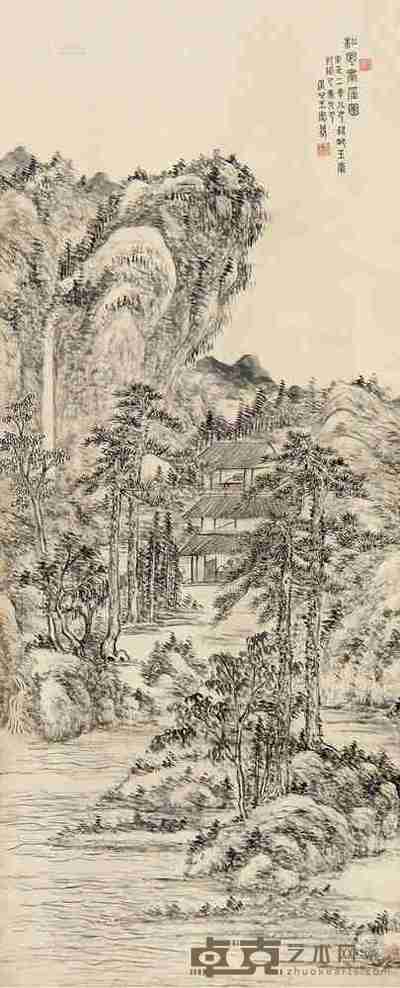 王宸 乙未(1775)年作 松风书屋 立轴 128×51cm