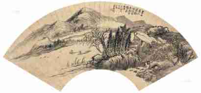 吴榖祥 己丑（1889年）作 清溪渔隐 扇面