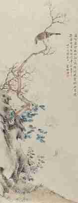 翁雒 甲辰（1844年）作 草虫花卉 立轴