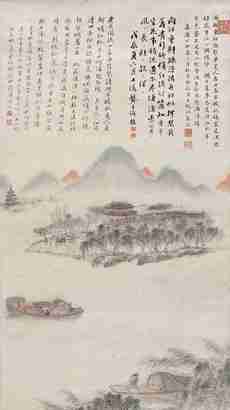 余崧 丁卯（1807年）作 浔阳怨曲图 立轴