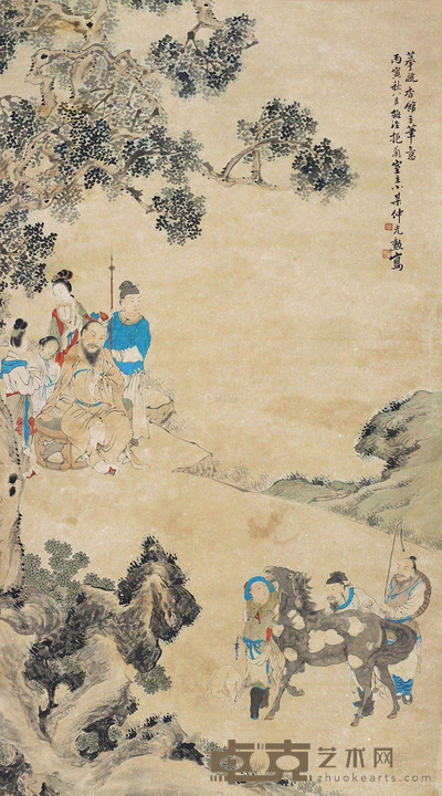 仲光熏 山水人物 80×145cm
