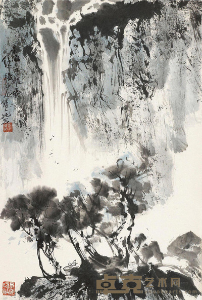 刘宝纯 观瀑图 64.5×43.5cm