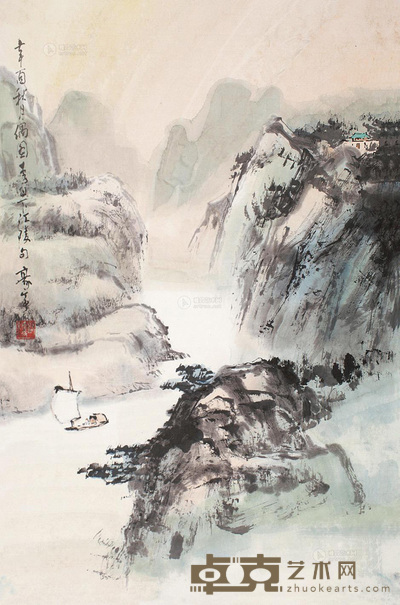 欧豪年 峡江扬帆 镜片 68×45cm
