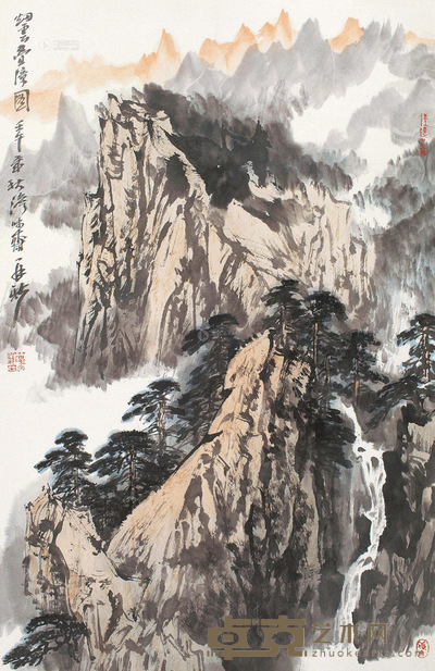 苗再新 烟云叠嶂 立轴 69×45cm