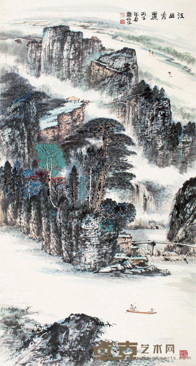 谢伯子 江山秀丽 立轴 130×69.5cm