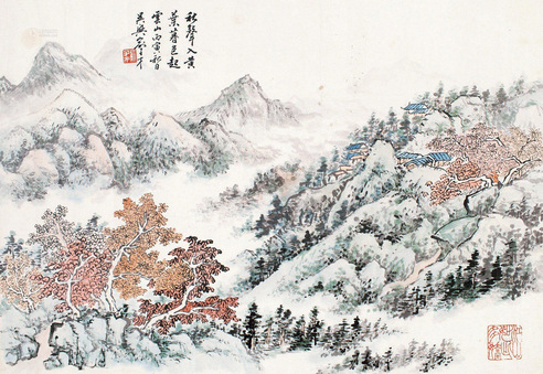 俞子才 云山高阁 镜片