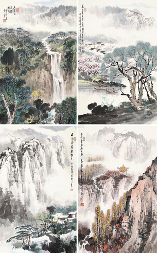 郑震 四季山水 镜片