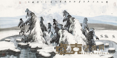 于志学 2001年作 塞外五月 镜片 68×136cm