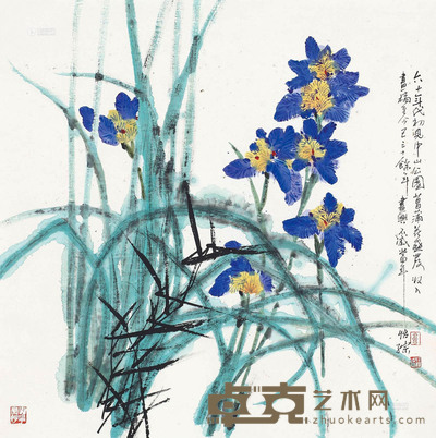 郭怡孮 菖蒲花 镜片 68×68cm