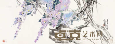 郭怡孮 1990年作 紫藤 镜片 52×134cm