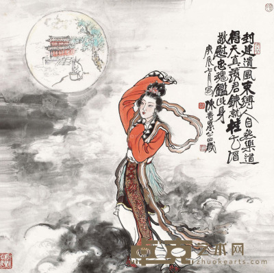 陈寿荣 2000年作 嫦娥奔月 镜框 67×68cm