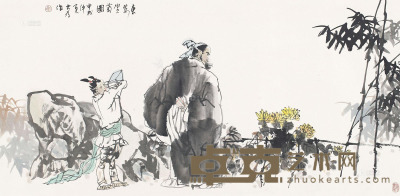 刘大为 1994年作 东篱赏菊图 镜片 66×134cm